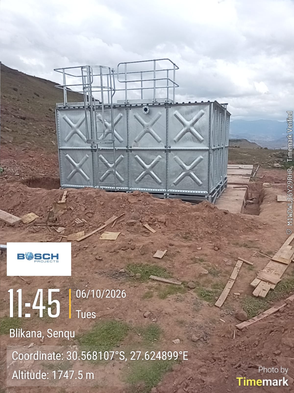 50 kL square panel steel community water tank in Blikana, Sterkspruit, Eastern Cape